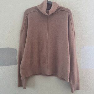 Banana Republic Center Seam Turtleneck Sweater Merino Wool Blend Sand Medium